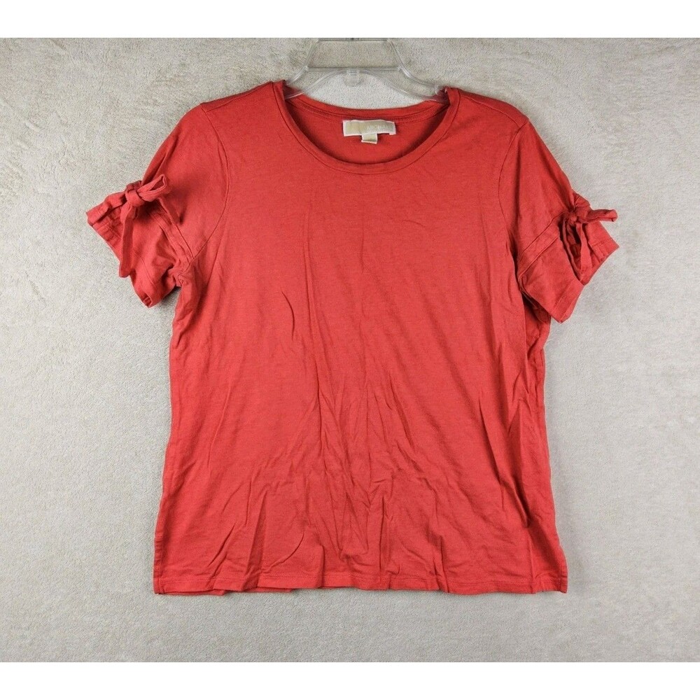 Michael Kors MK Women’s Short Tie Sleeve Top Coral Size L